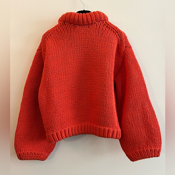 Tibi Tube Yarn Cropped Pullover Sweater Red - Picture 2 of 5